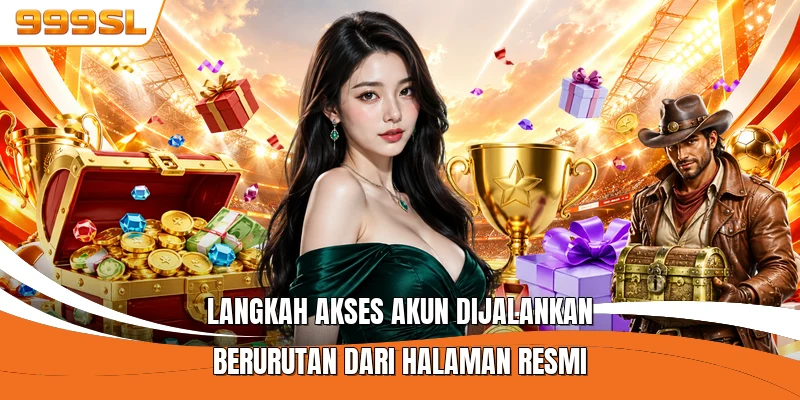 Langkah akses akun dijalankan berurutan dari halaman resmi